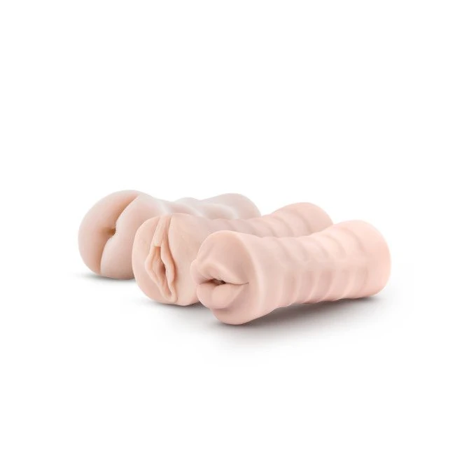 M for Men 3 Pk Vibrating Self Lubricating Stroker Sleeve Kit Vanilla - Overview of the M for Men 3 Pack Vibrating Self Lubricating Stroker Sleeve Kit