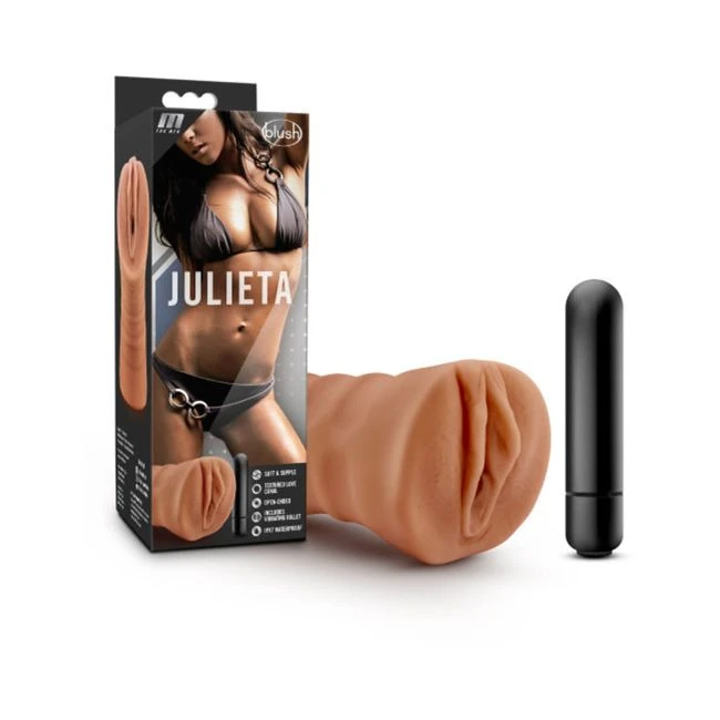 M for Men Julieta Mocha Tan Vagina Stroker - Grip, Control, and Vibration Enhancement