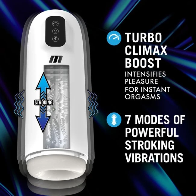 M for Men Robo-bator White - Vibration Modes and Stroking Functions