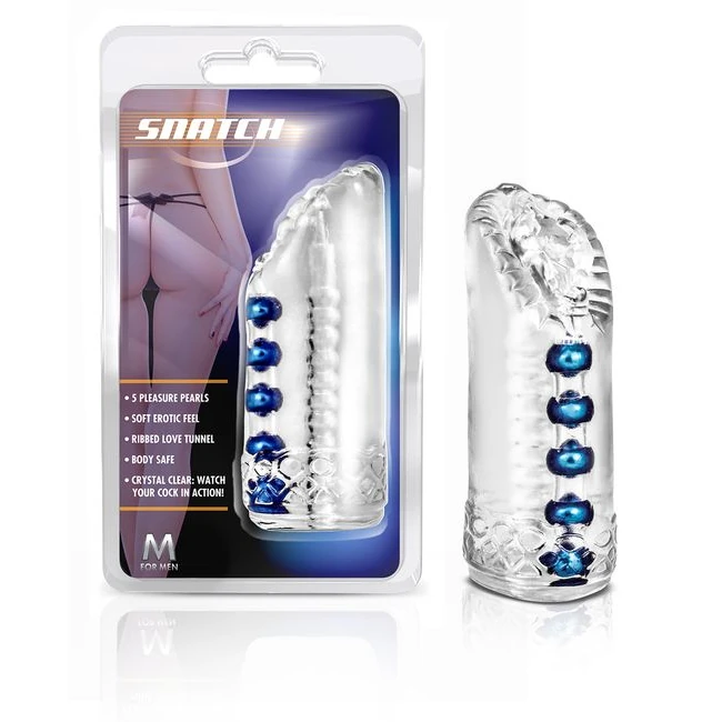 M for Men Sexy Snatch Masturbator - Five Rows of Pleasure Beads Inside a Ribbed Canal