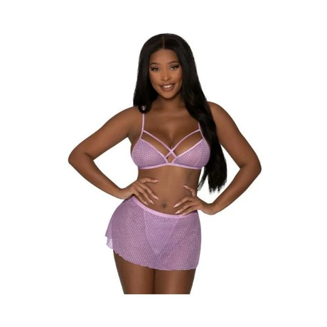 Magic Silk Girl Next Door Bralette W Skirt Lilac - Fabric & Feel