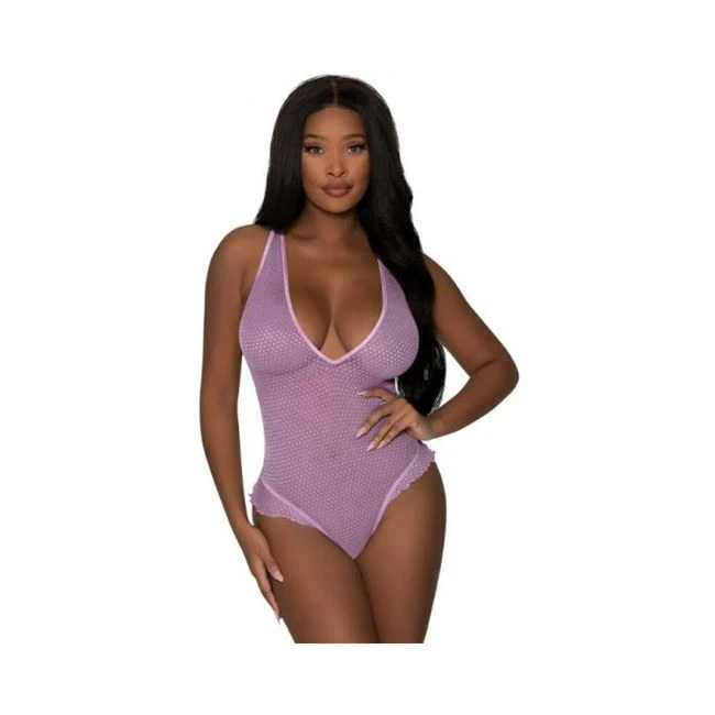 Magic Silk Girl Next Door Plunge Teddy Lilac - Fabric & Feel
