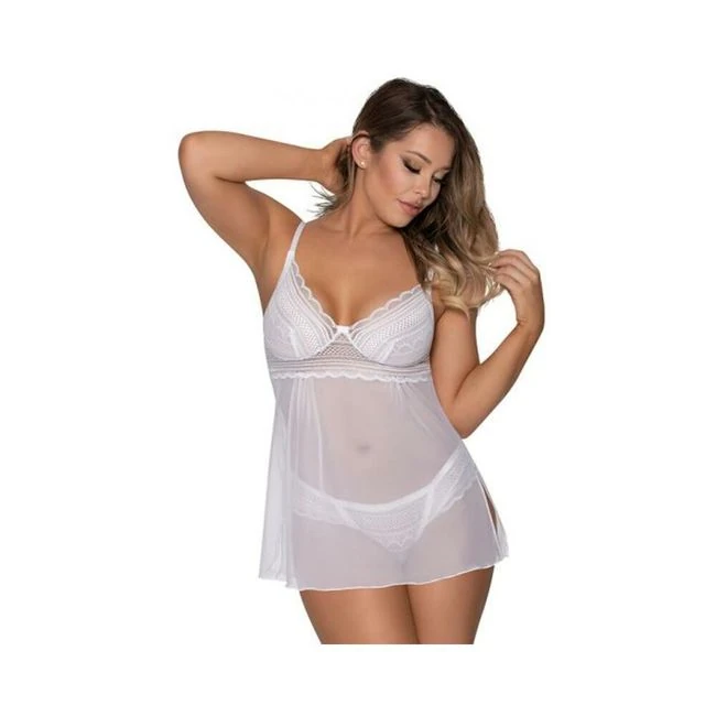 Magic Silk Modern Romance Baby Doll & Thong White - Fit & Sizing