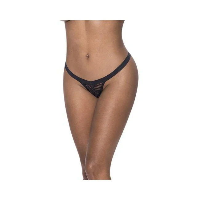 Magic Silk Rude Awakening Split Crotch Thong Black - Fabric & Feel