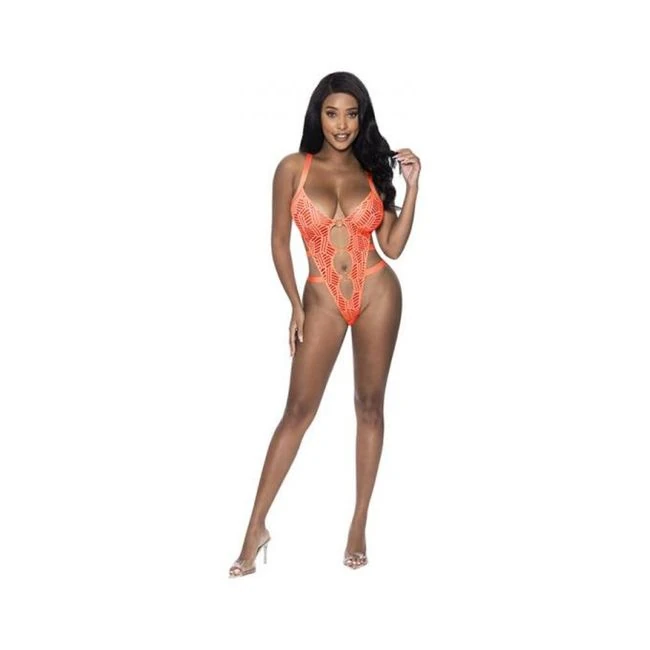 Magic Silk Rude Awakening Strappy Teddy Neon Orange - Fabric & Feel