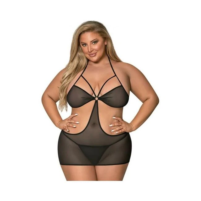 Magic Silk Sassy Cutout Dress & G-string Set - Fabric & Feel