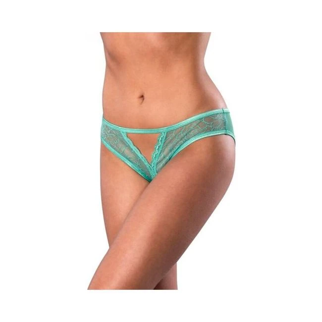 Magic Silk Soft Petals Crotchless Panty Aqua - Fabric & Feel