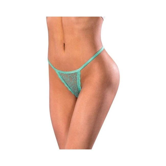 Magic Silk Soft Petals Lace Thong Aqua - Fabric & Feel