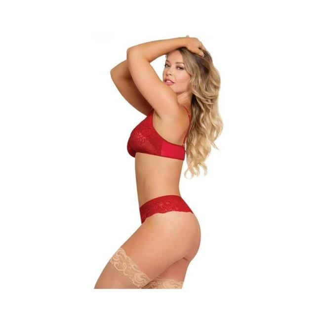 Magic Silk Sugar & Spice Peek-a-boo Bra & Panty Set Red - Fabric & Feel