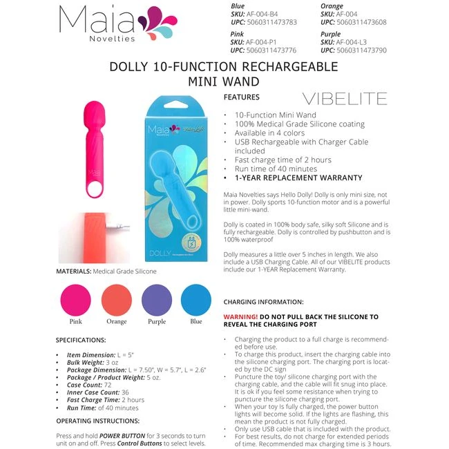 Maia Dolly Wand Display 16 Pcs - Vibration & Modes