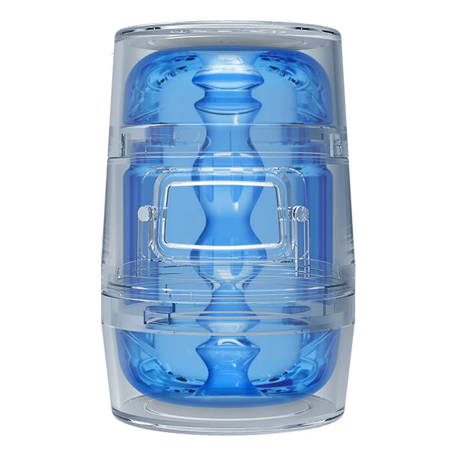 Main Squeeze Pop Off Optix Crystal Blue Stroker - Unique Openings and Internal Design