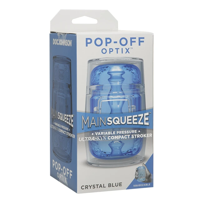 Main Squeeze Pop Off Optix Crystal Blue Stroker - Suction and Tightness Control