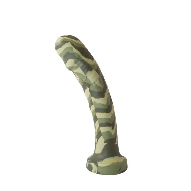 Major Dick Commando 7.25 Uncut Green Camo Dong " - Shape & Texture