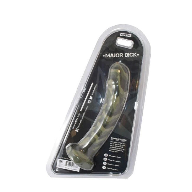 Major Dick Commando 7.25 Uncut Green Camo Dong " - Material Feel