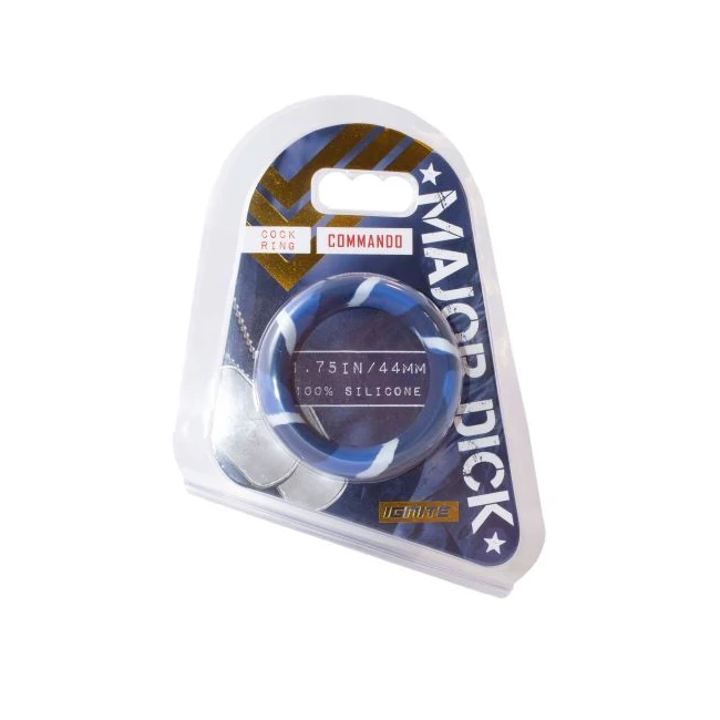 Major Dick Commando Silicone Donut Blue Camo - Donut-Shaped Silicone in Three Diameters