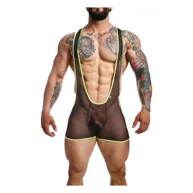 Male Basics Mob Singlet Black/lime - Overview