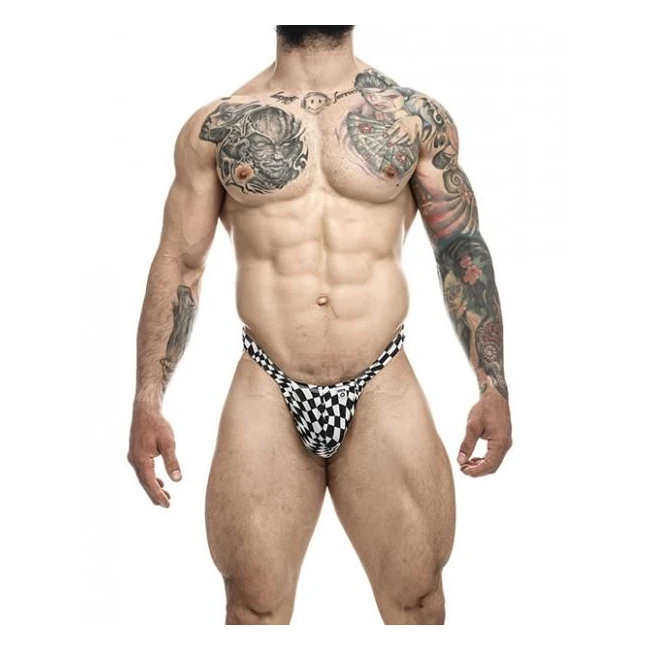 Male Basics Y Buns Thong Checkers - Fabric & Feel