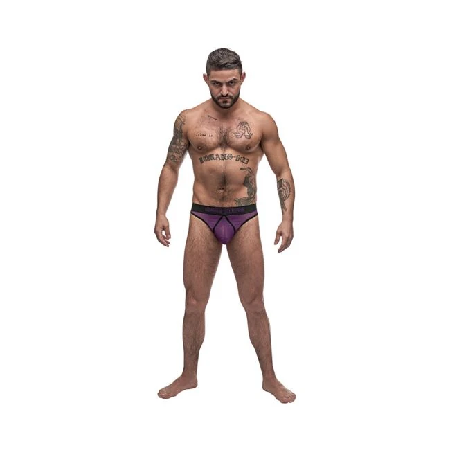 Male Power Airotic Mesh Enhancer Thong Purple Lx - Fabric & Feel