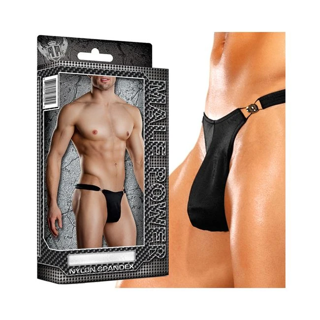 Male Power Bong Clip Thong S/m Black Underwear - Fabric & Feel