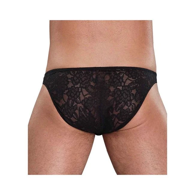 Male Power Lace Wonder Bikini Black Medium - Overview