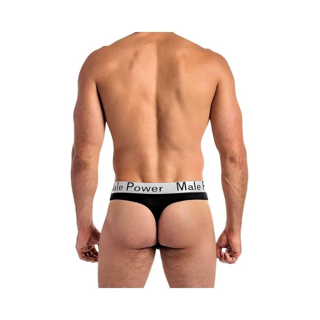 Male Power Modal Basics Lo Rise Thong Black S/m - Fabric & Feel