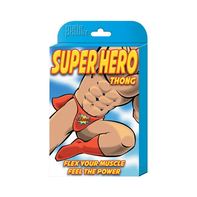 Male Power Novelty Super Hero Thong Black 1sz - Fabric & Feel