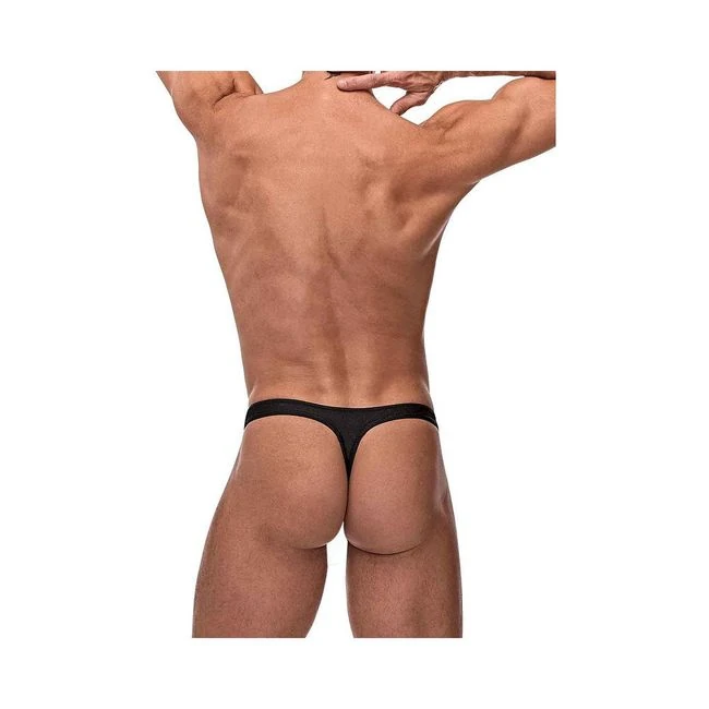Male Power Nylon Lycra Pull Tab Thong Black Os - Fabric & Feel