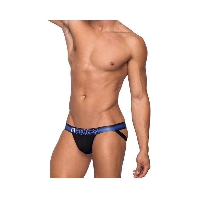Male Power Pocket Pouch Jock with Pocket Cavity Black Lx - Internal Texture