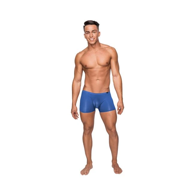 Male Power Seamless Sleek Short Blue Sheer Pouch - Overview