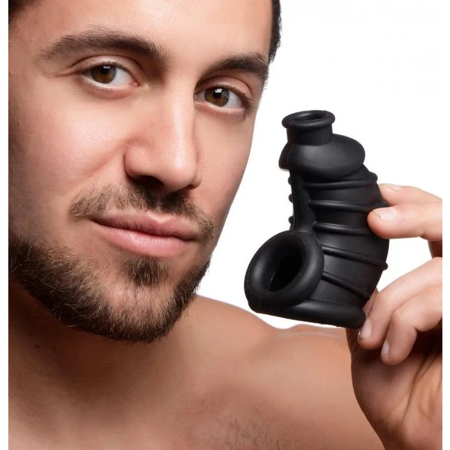 Master Series Dark Chamber Silicone Chastity Cage - Retention & Design Details