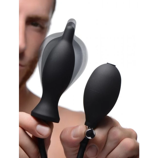 Master Series Dark Inflator Silicone Anal Plug - Graduated Sizing & Inflatable Features