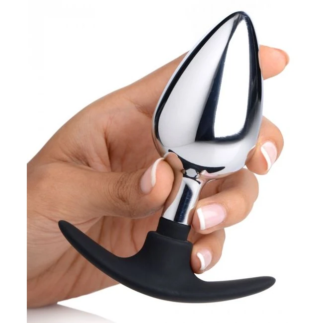 Master Series Dark Invader Metal & Silicone Anal Plug - Materials and Measurements