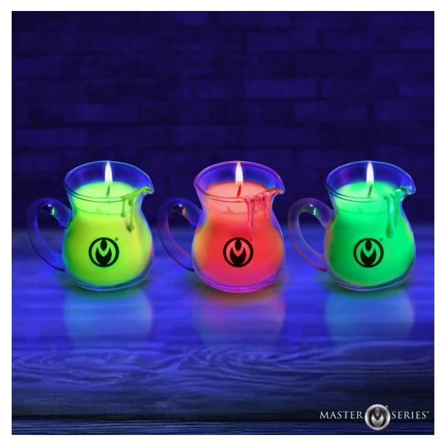 Master Series Glow Pour Drip Candle Set of 3 Blacklight Reactive - Overview