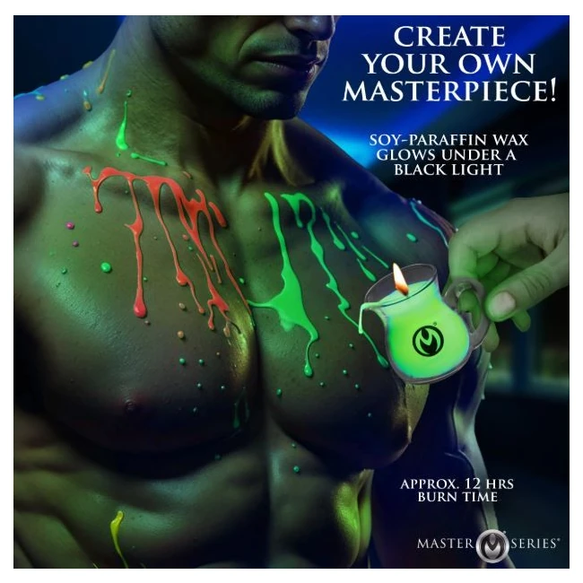 Master Series Glow Pour Drip Candle Set of 3 Blacklight Reactive - Key Details