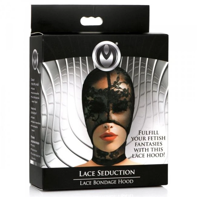 Master Series Lace Seduction Bondage Hood - Hardware & Fasteners