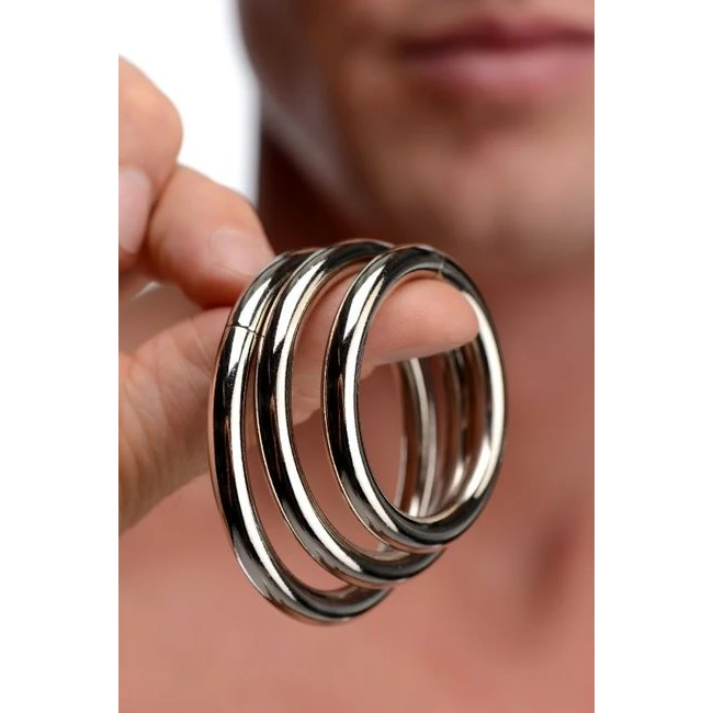 Master Series Trine Steel Cock Ring Set - Key Details