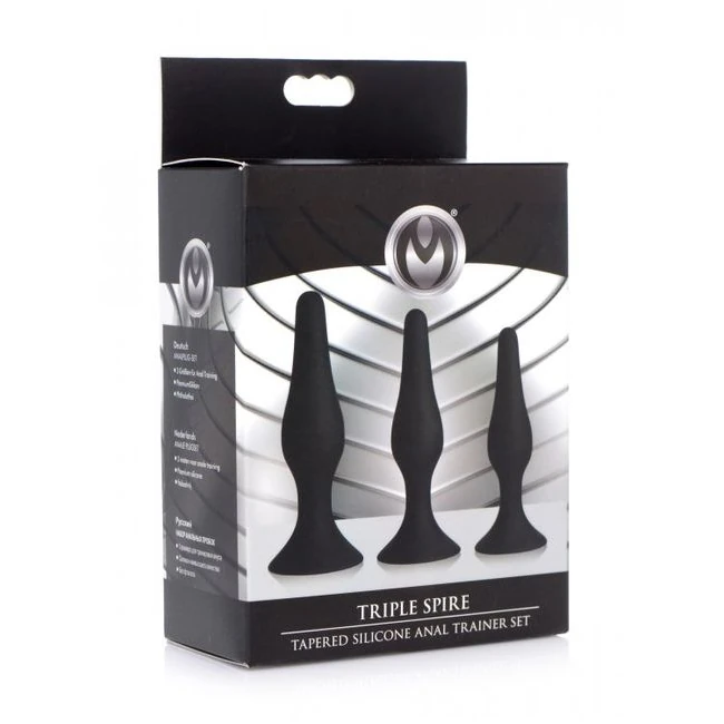 Master Series Triple Spire Tapered Silicone Anal Trainer 3pc Set - Graduated Sizing & Specifications
