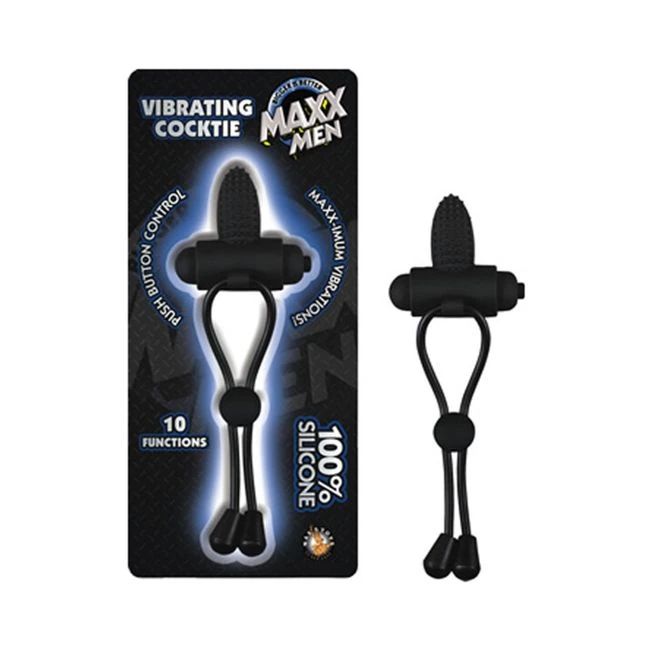 Maxx Men Vibrating Cocktie Silicone 10 Function Waterproof Black - Fabric & Feel