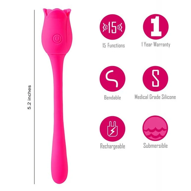 Meadow 15 Function Silicone Wrap Around Vibrator Silicone - Vibration Modes and Features