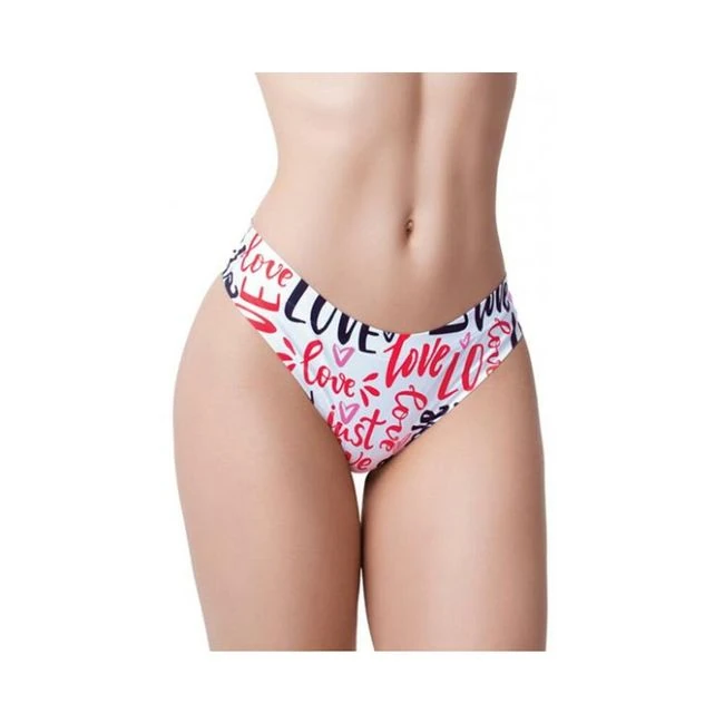 =mememe Love Message Printed Thong - Fabric & Feel