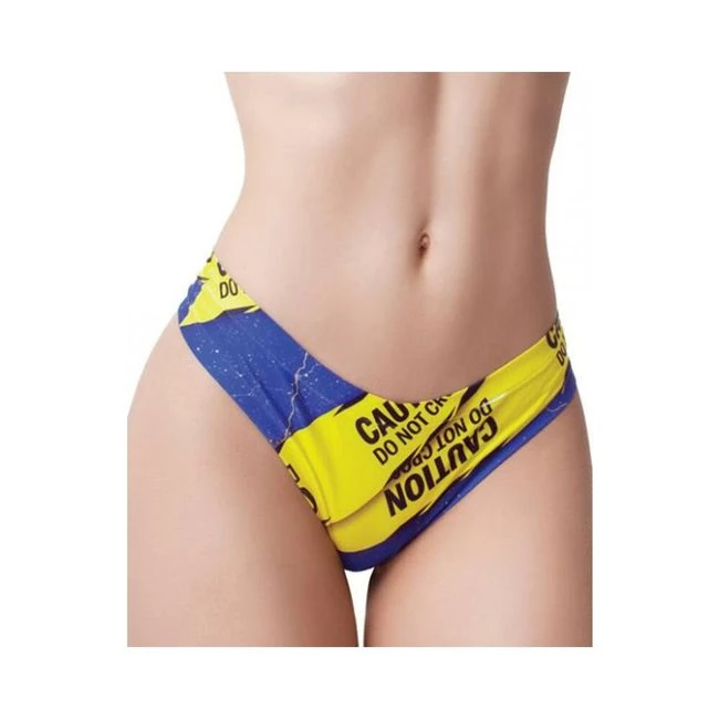 =mememe Urban Geeks Caution Printed Thong - Fabric & Feel