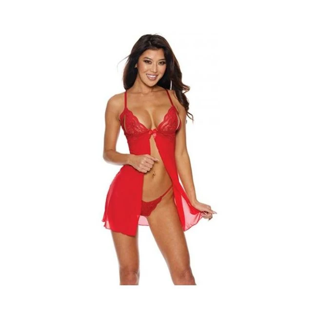 Mesh & Lace Tie Front Babydoll W/g-string - Fit & Sizing