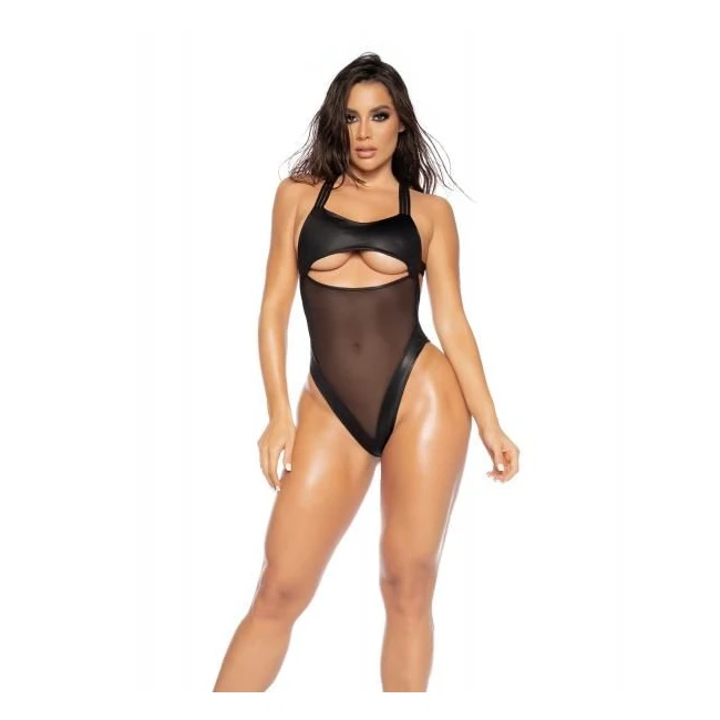 Mesh & Wet Look Underboob Cut Out Bodysuit - What Is the Mesh & Wet Look Underboob Cut Out Bodysuit?