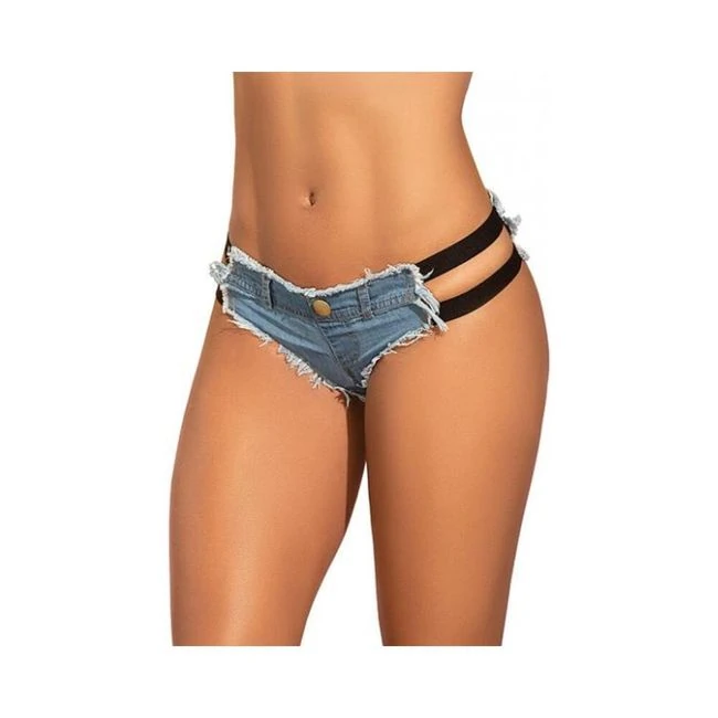 Micro Mini Shorts W/black Stripes Light Chambray - Fabric & Feel