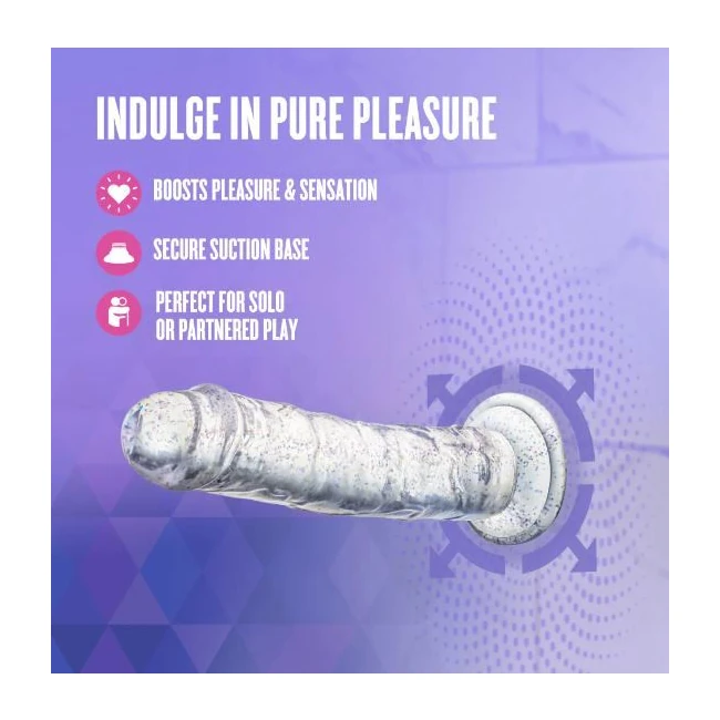 Naturally Yours Glamor 7in' Sparkling Clear - Suction Base and Harness Play