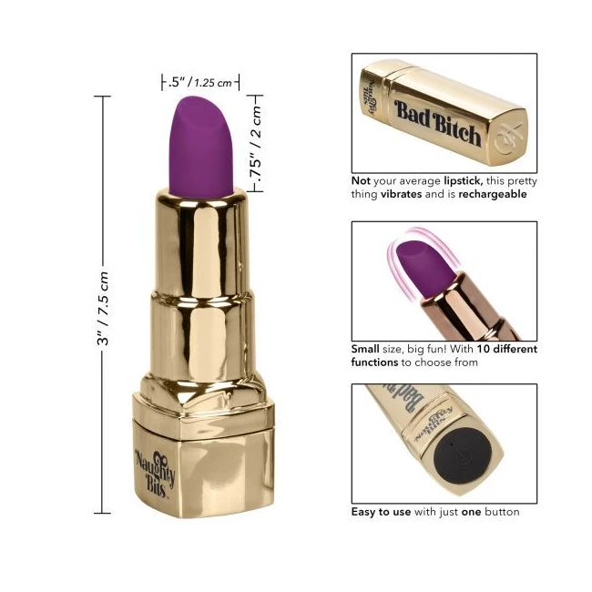 Naughty Bits Bad Bitch Lipstick Vibrator - Vibration Modes