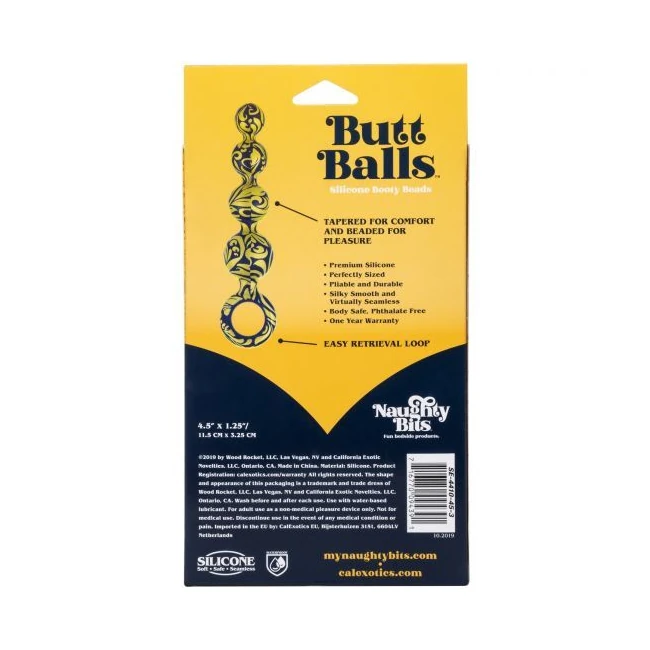 Naughty Bits Butt Balls Silicone Booty Beads - Graduated Sizing & Specifications