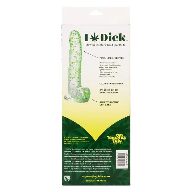 Naughty Bits I Leaf Dick Glow in the Dark Weed Leaf Dildo - Size & Fit
