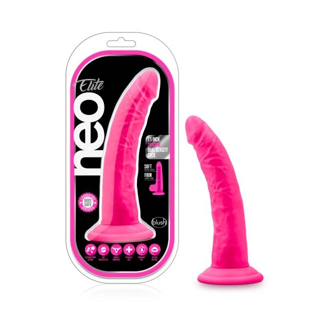 Neo Elite Silicone Dual Density Cock W/ Balls Neon - Shape & Texture