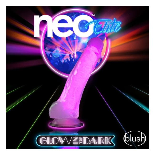 Neo Elite Glow in the Dark Silicone Cock W/ Balls Neon - Size & Fit